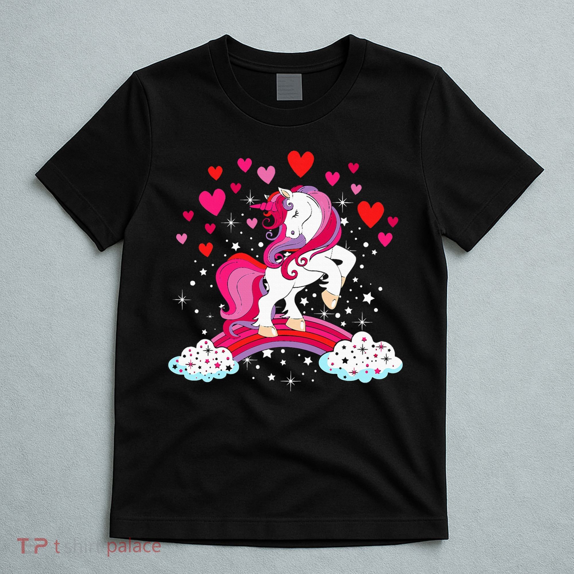 Unicorn Valentines Day Love Heart Rainbow T-Shirt