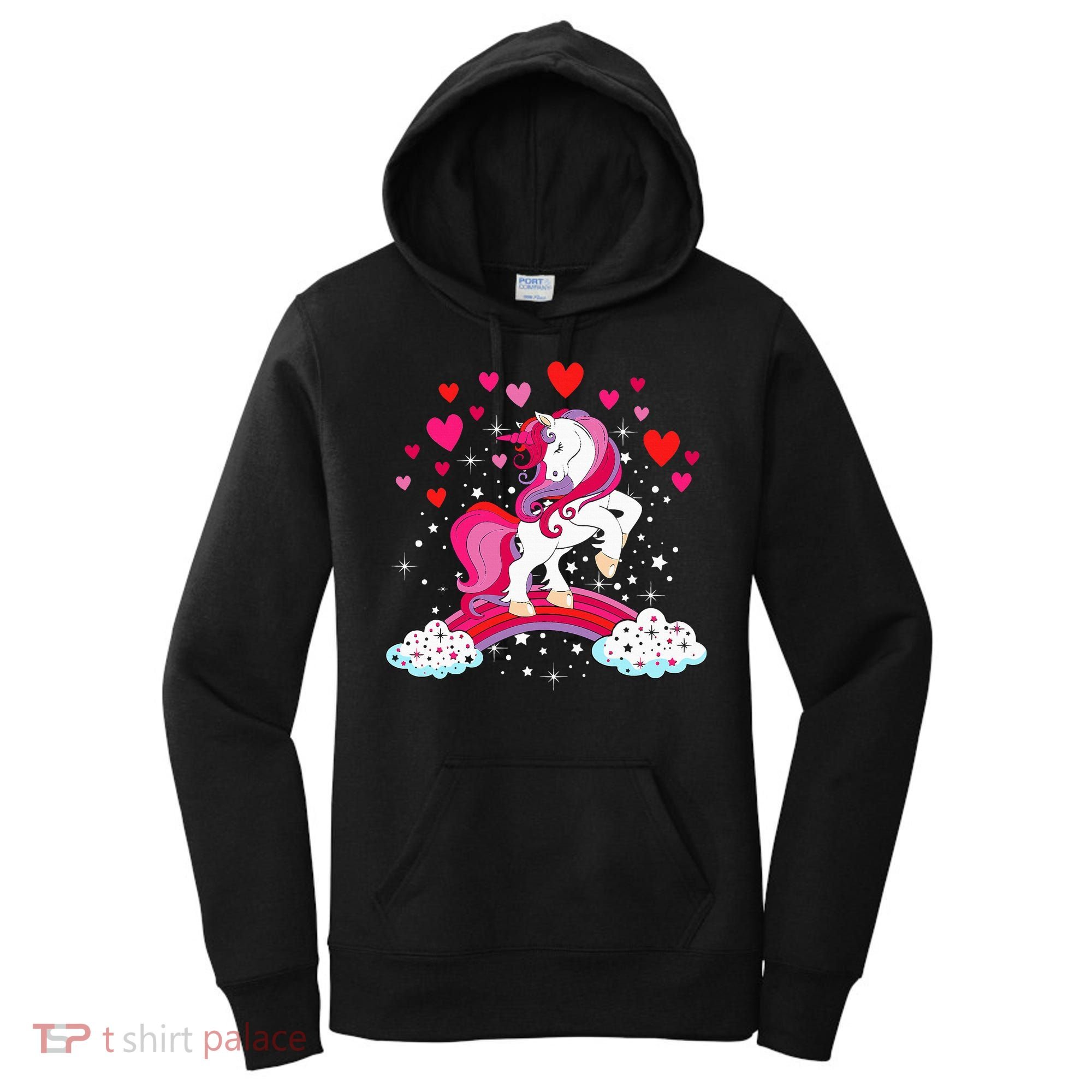 Unicorn Valentines Day Love Heart Rainbow Women's Hoodie