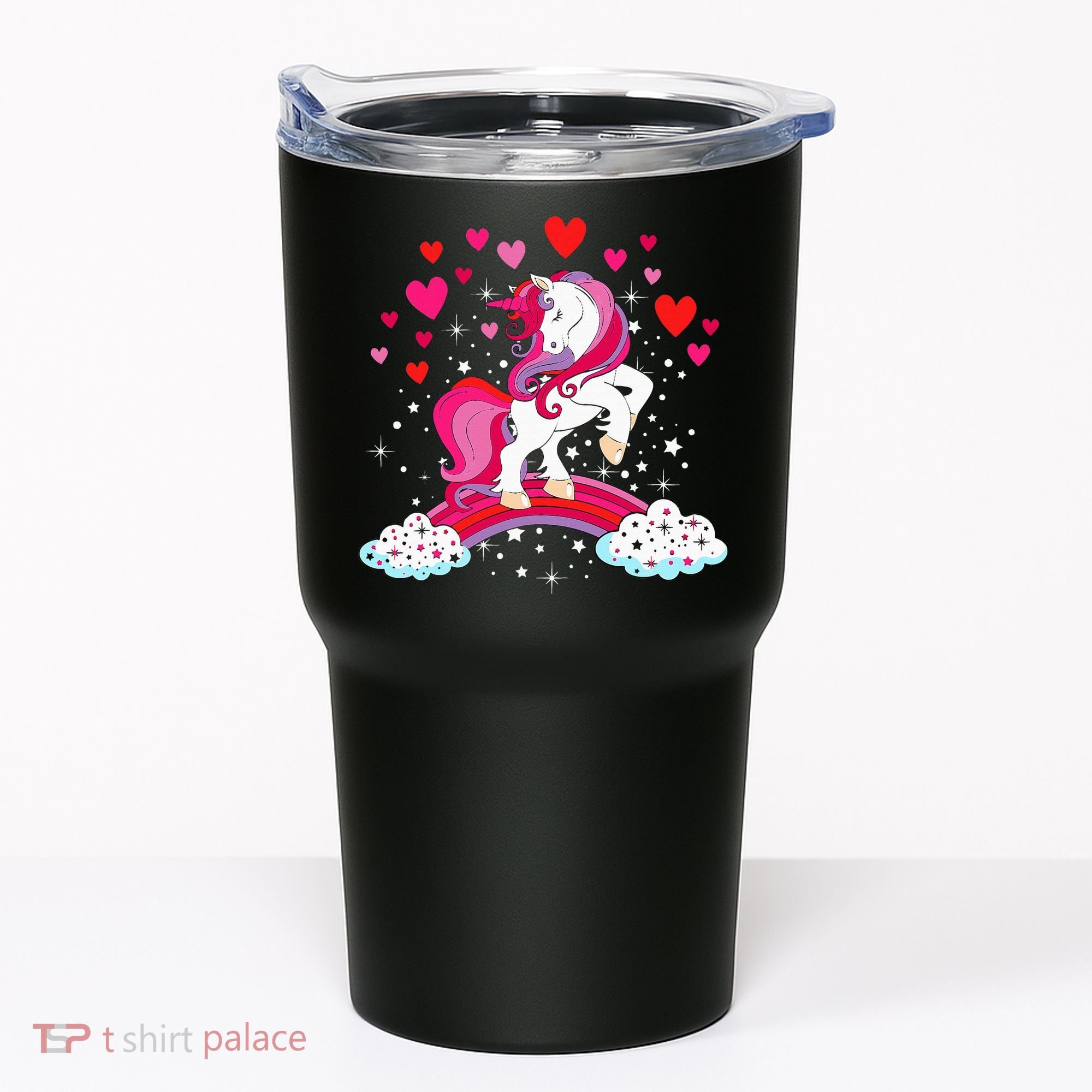 Unicorn Valentines Day Love Heart Rainbow Tumbler