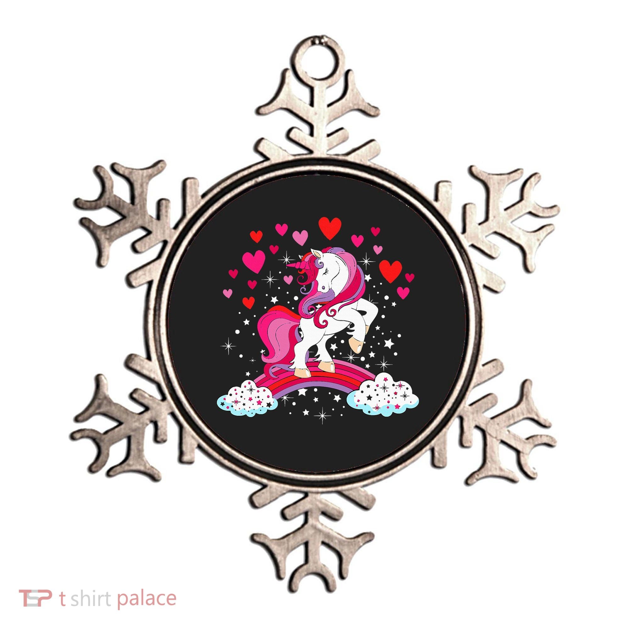 Unicorn Valentines Day Love Heart Rainbow Ornament