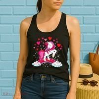 Unicorn Valentines Day Love Heart Rainbow Women's Tank Top thumb 2