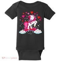 Unicorn Valentines Day Love Heart Rainbow Baby Bodysuit thumb 0