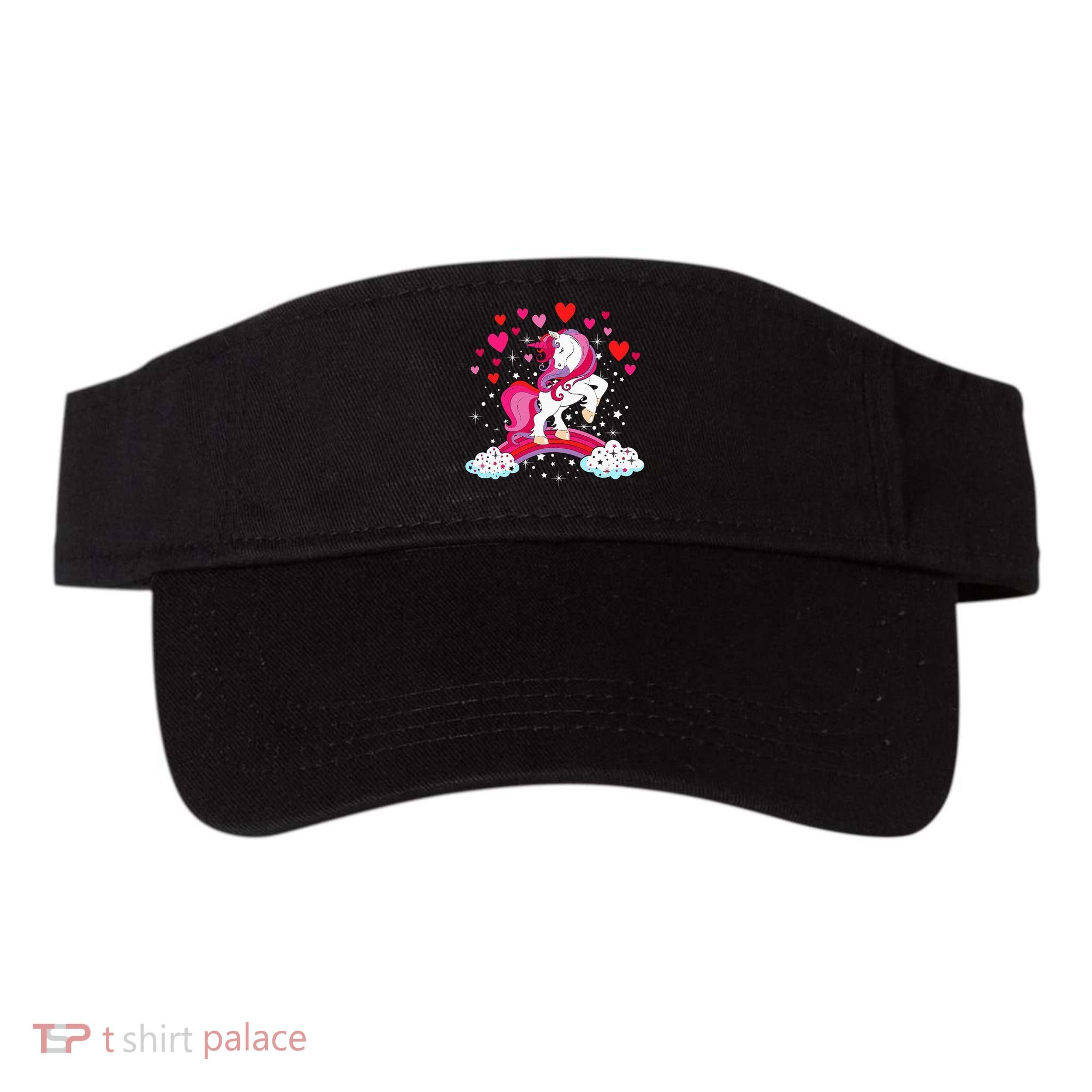Unicorn Valentines Day Love Heart Rainbow Visor
