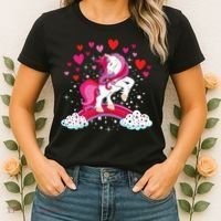 Unicorn Valentines Day Love Heart Rainbow Women's T-Shirt thumb 2
