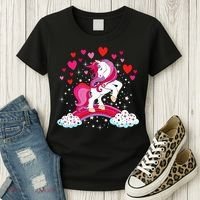 Unicorn Valentines Day Love Heart Rainbow Women's T-Shirt thumb 3