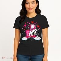 Unicorn Valentines Day Love Heart Rainbow Women's T-Shirt thumb 4