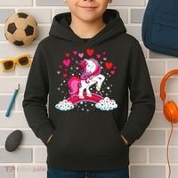 Unicorn Valentines Day Love Heart Rainbow Kids Hoodie thumb 2