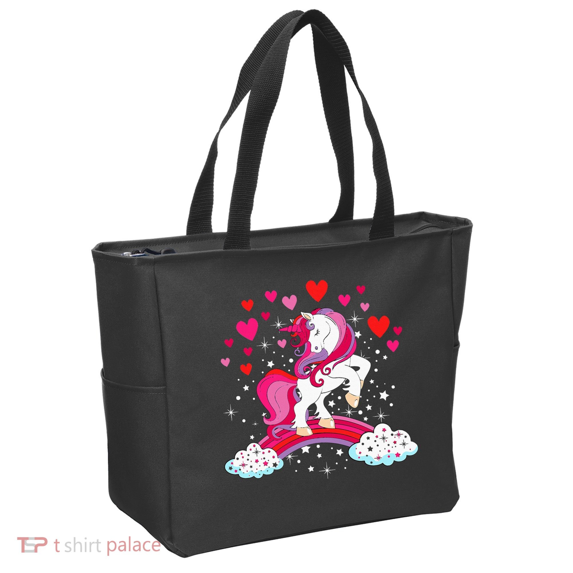 Unicorn Valentines Day Love Heart Rainbow Tote Bag
