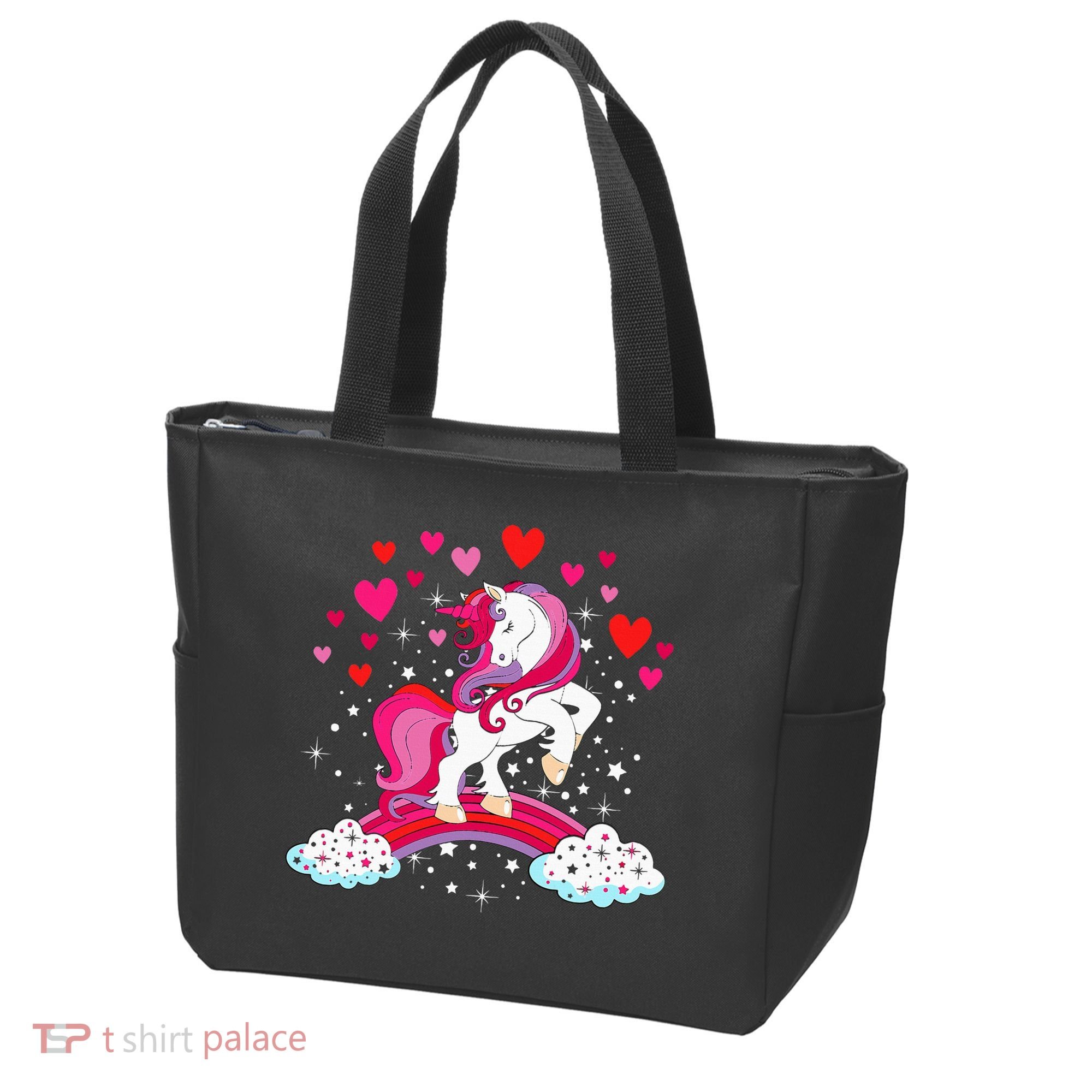 Unicorn Valentines Day Love Heart Rainbow Tote Bag