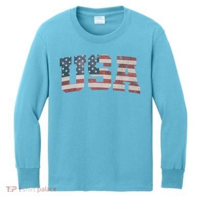 Usa Vintage Flag Great Gift Kids Long Sleeve Shirt