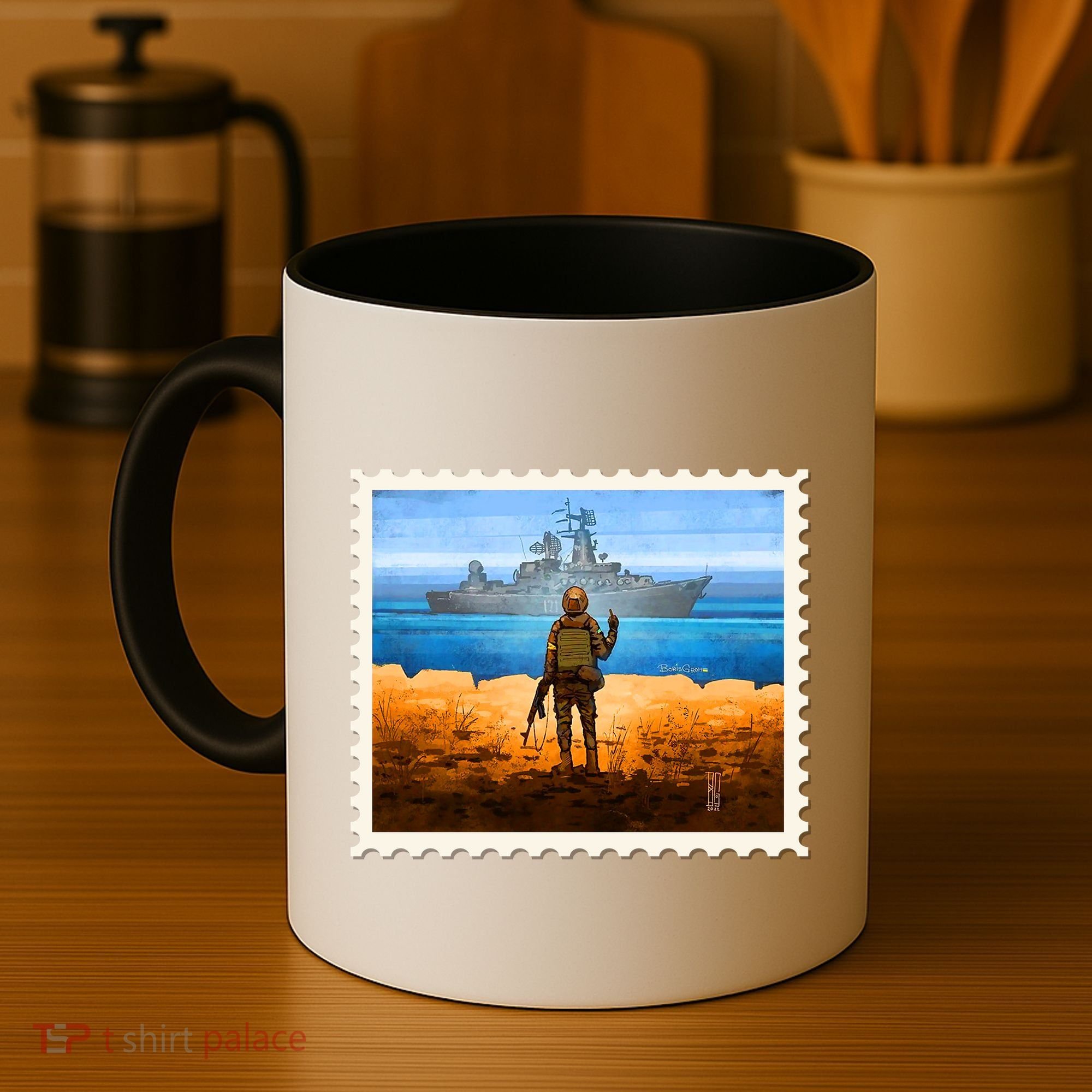 Ukraine Vs Russian Warship Stamp Coffee Mug
