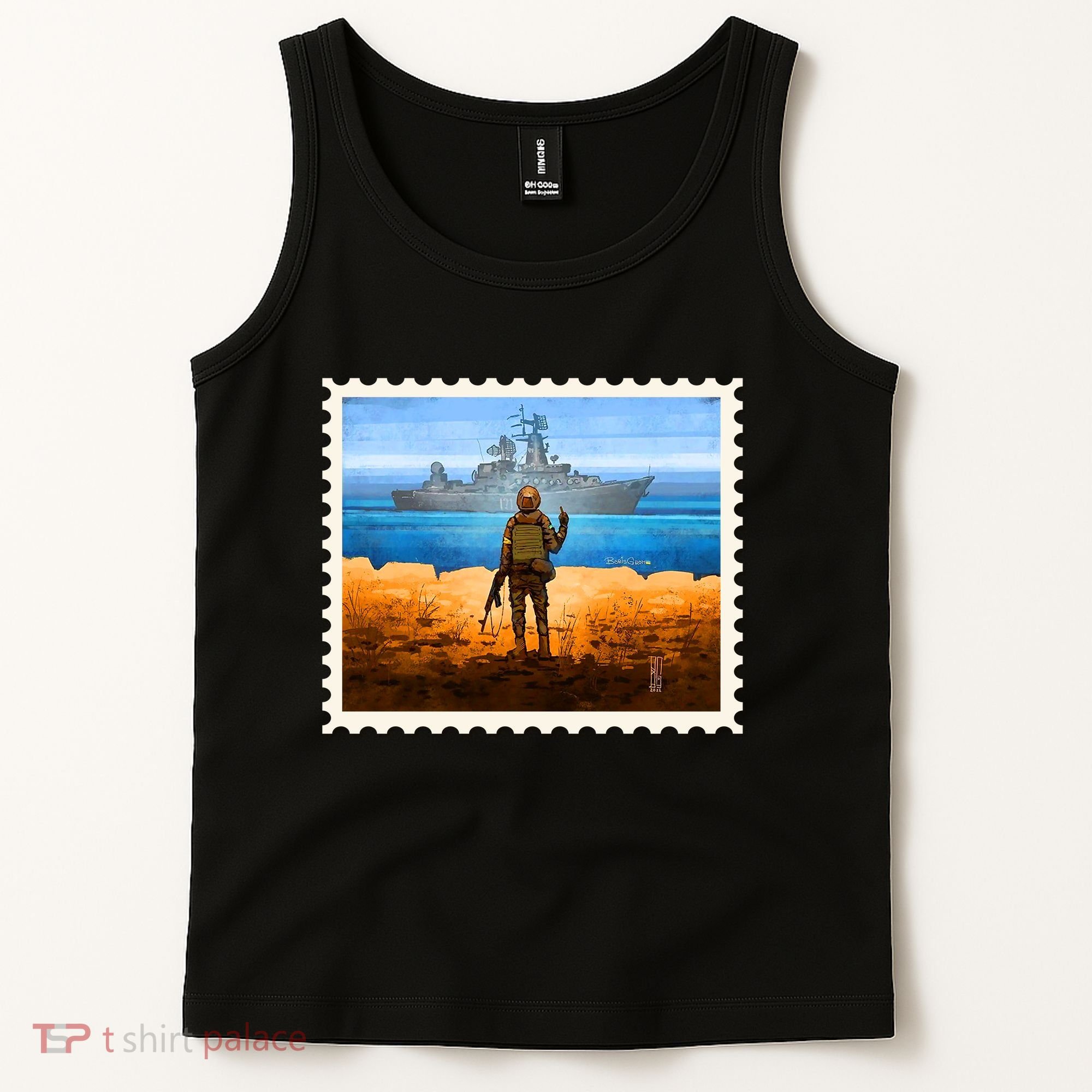 Ukraine Vs Russian Warship Stamp Tank Top