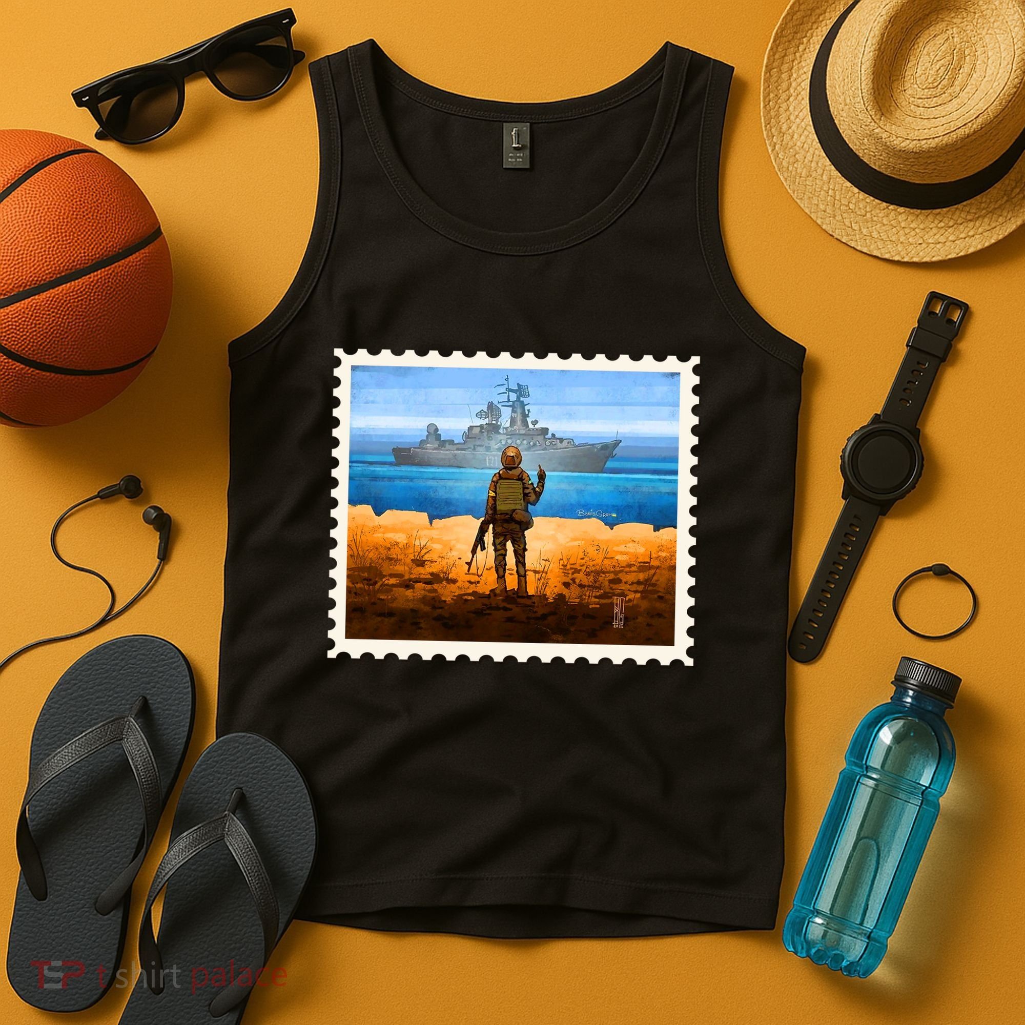 Ukraine Vs Russian Warship Stamp Tank Top
