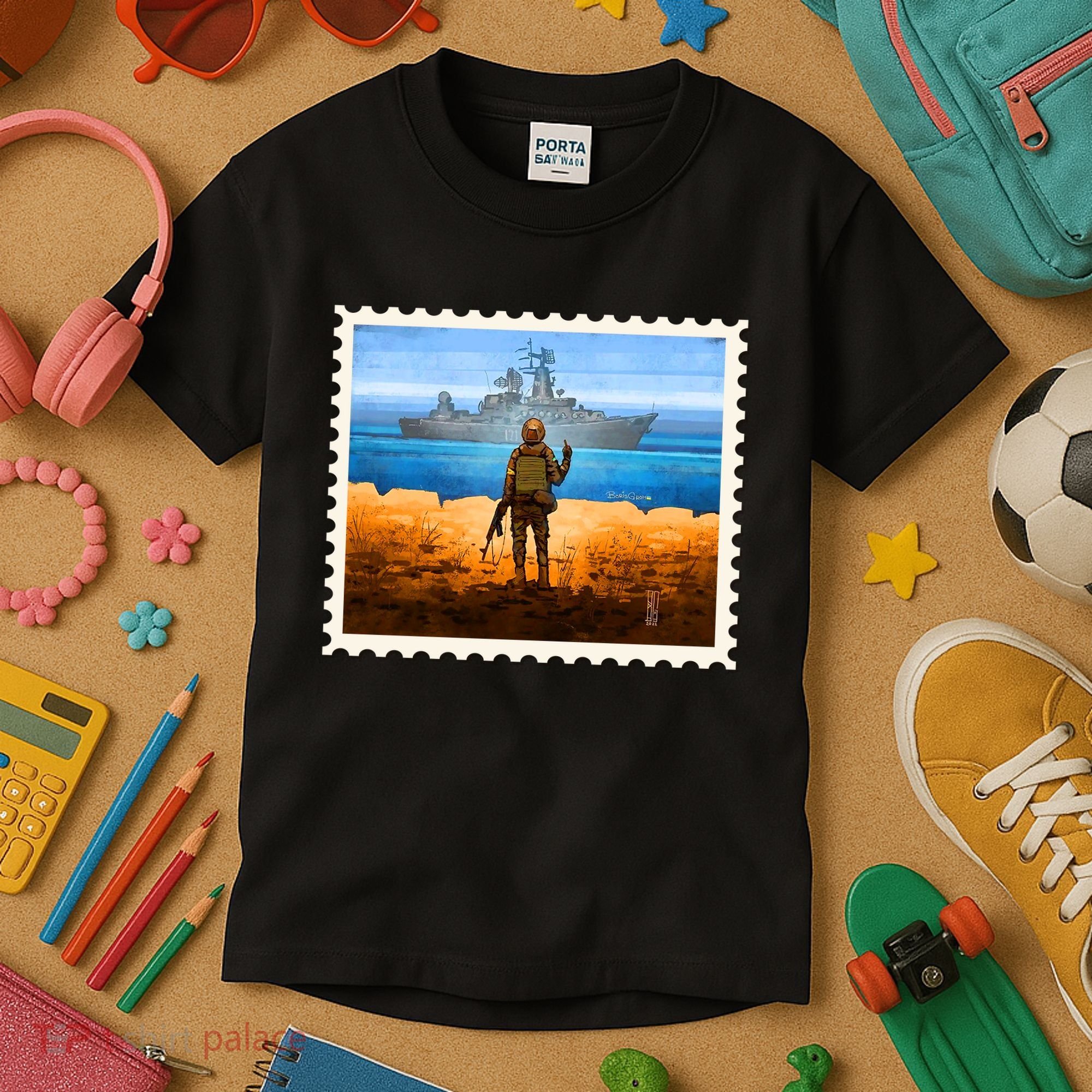 Ukraine Vs Russian Warship Stamp Kids T-Shirt