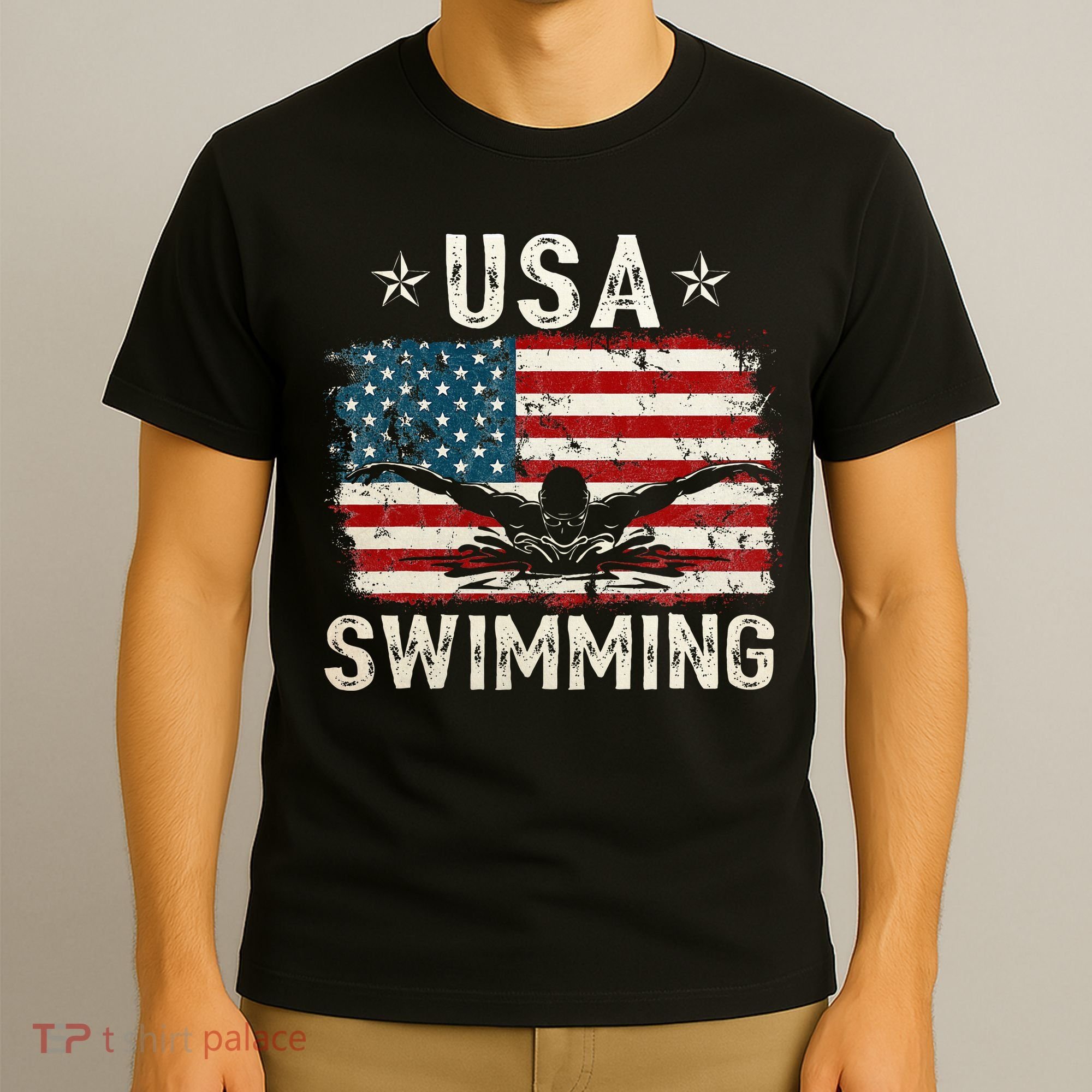 Usa Vintage Swimming Team Retro Support Usa T-Shirt