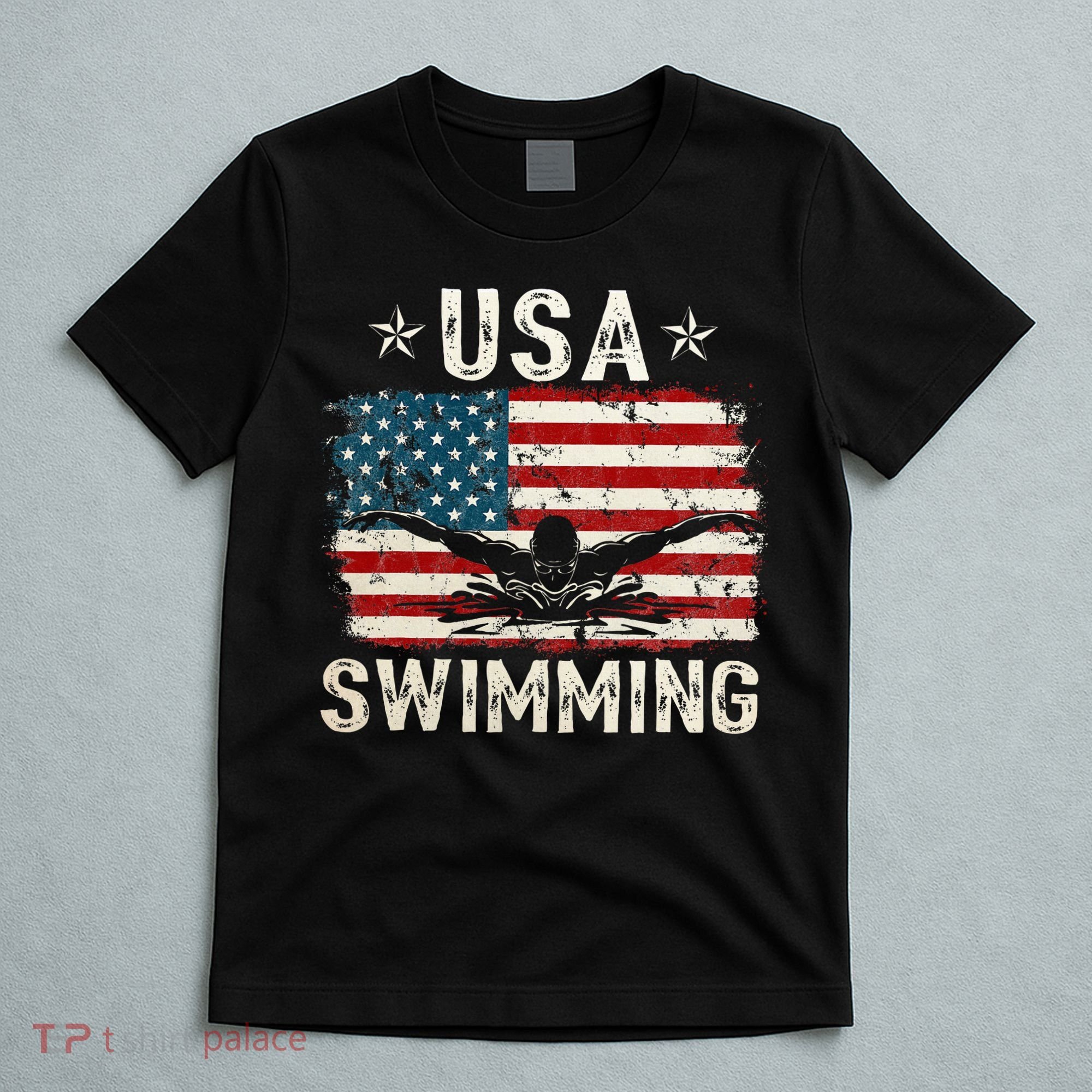 Usa Vintage Swimming Team Retro Support Usa T-Shirt