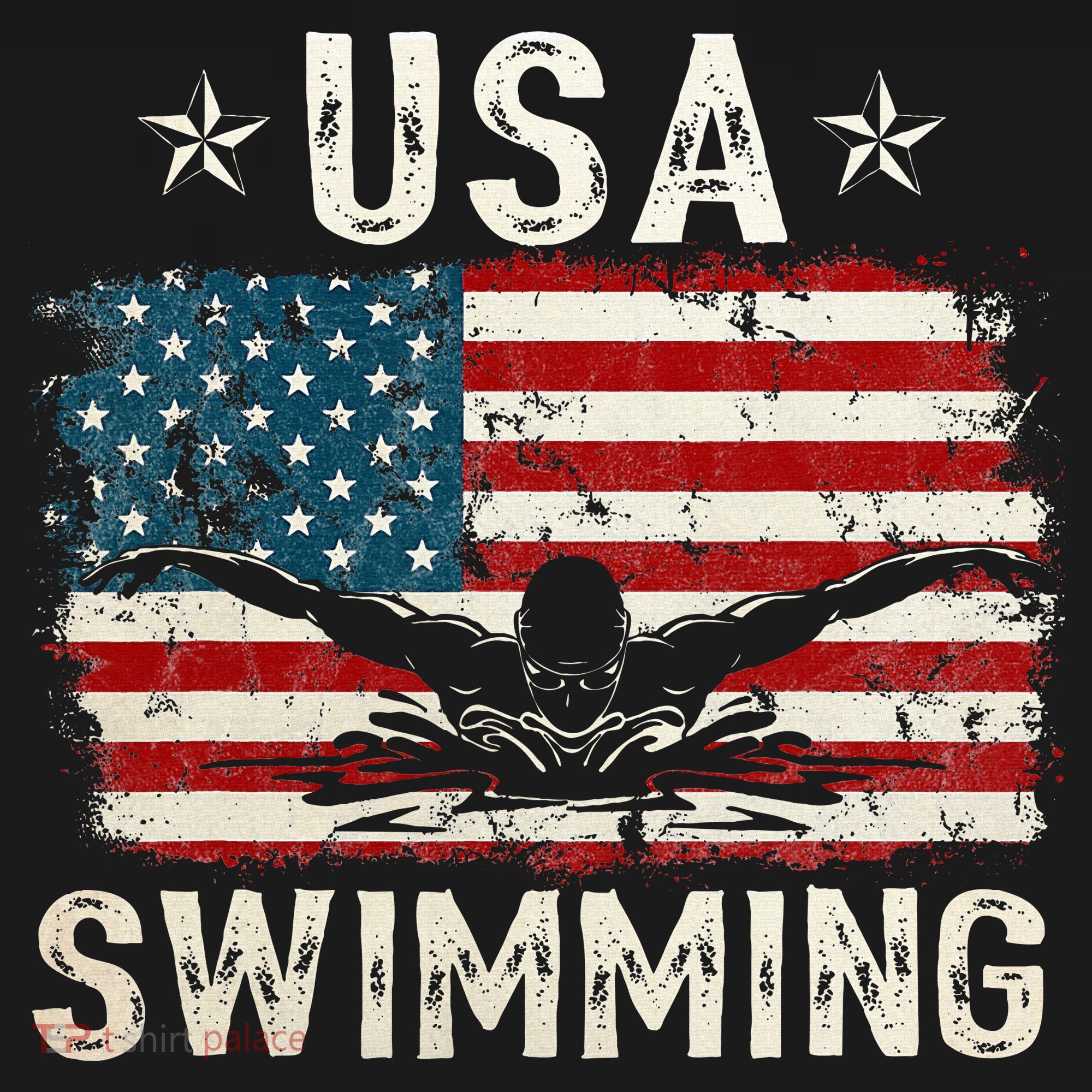 Usa Vintage Swimming Team Retro Support Usa T-Shirt