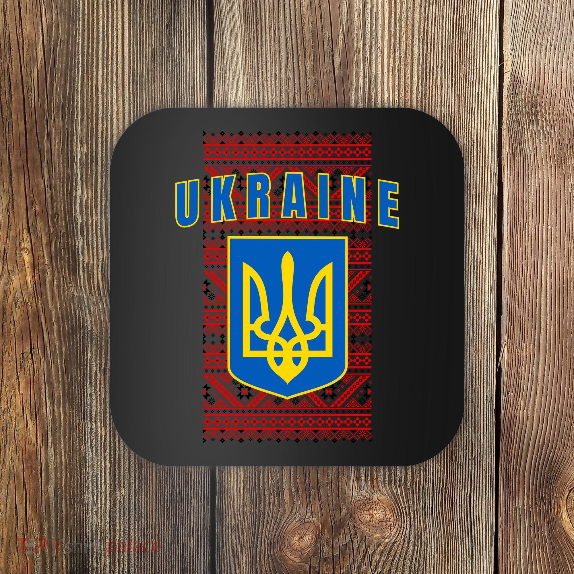 Ukraine Vyshyvanka Trident Flag Support Coaster