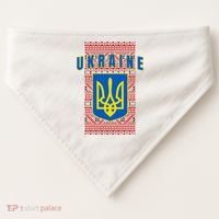 Ukraine Vyshyvanka Trident Flag Support USA-Made Doggie Bandana thumb 0