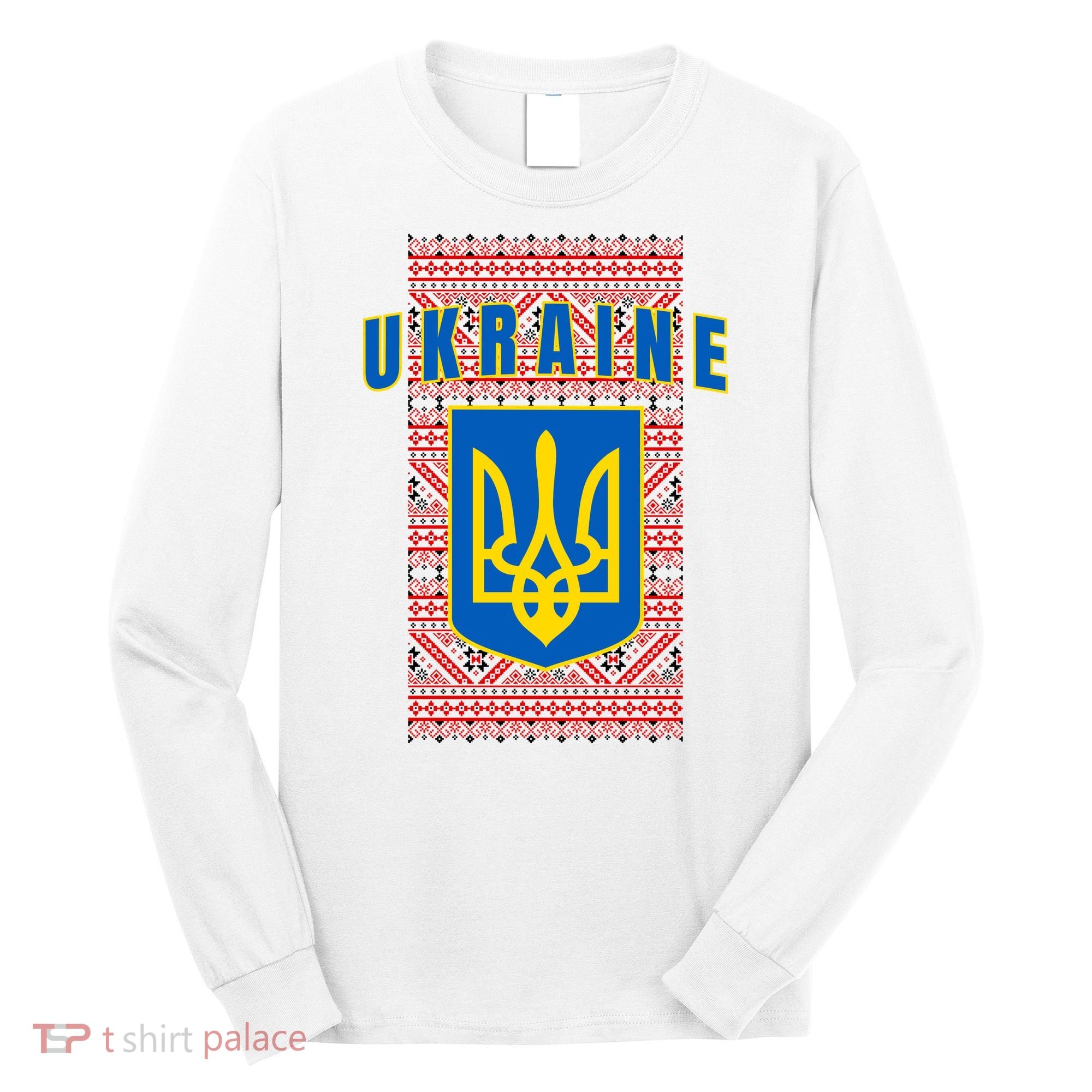 Ukraine Vyshyvanka Trident Flag Support Long Sleeve Shirt
