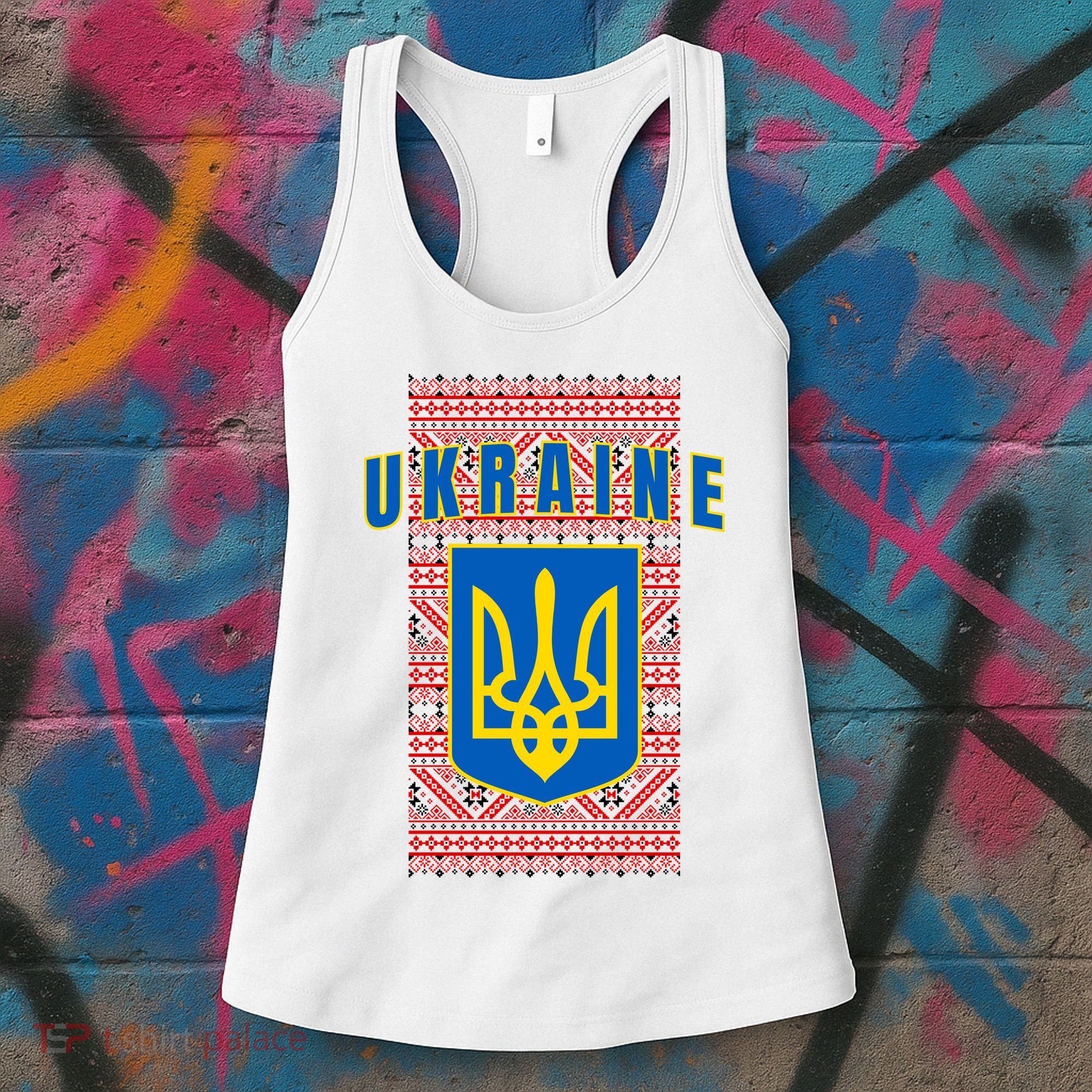 Ukraine Vyshyvanka Trident Flag Support Women's Tank Top