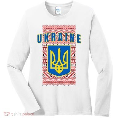 Ukraine Vyshyvanka Trident Flag Support Women's Long Sleeve Shirt