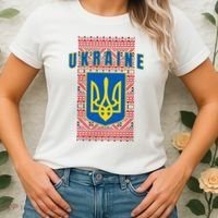 Ukraine Vyshyvanka Trident Flag Support Women's T-Shirt thumb 2