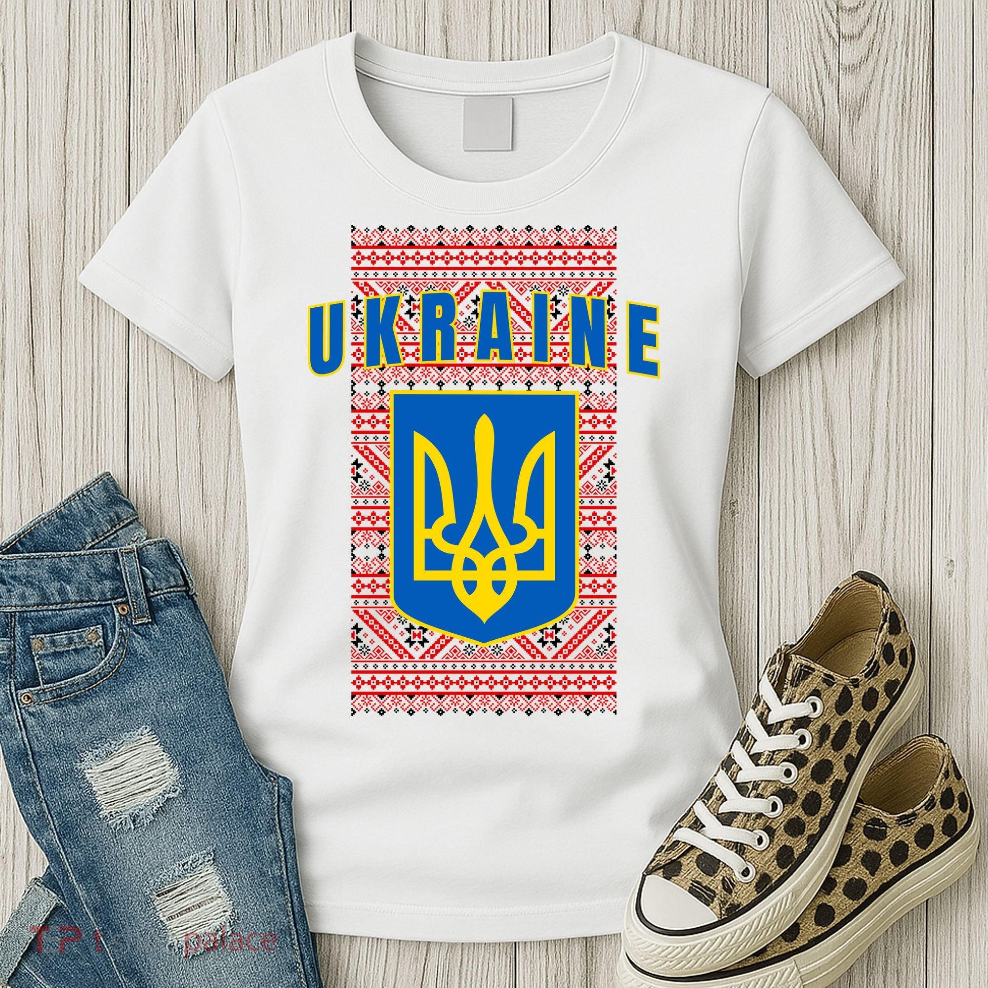Ukraine Vyshyvanka Trident Flag Support Women's T-Shirt
