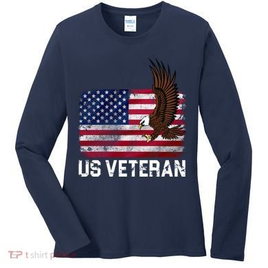 US Veteran Vintage American Bald Eagle Women's Long Sleeve Shirt