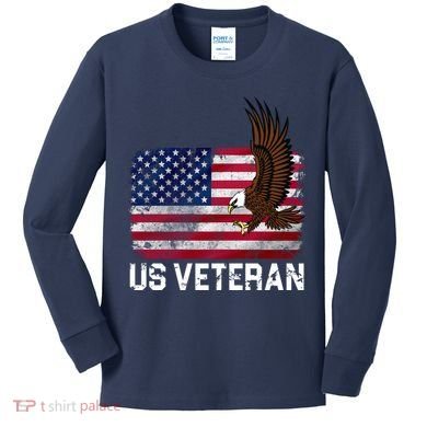 US Veteran Vintage American Bald Eagle Kids Long Sleeve Shirt