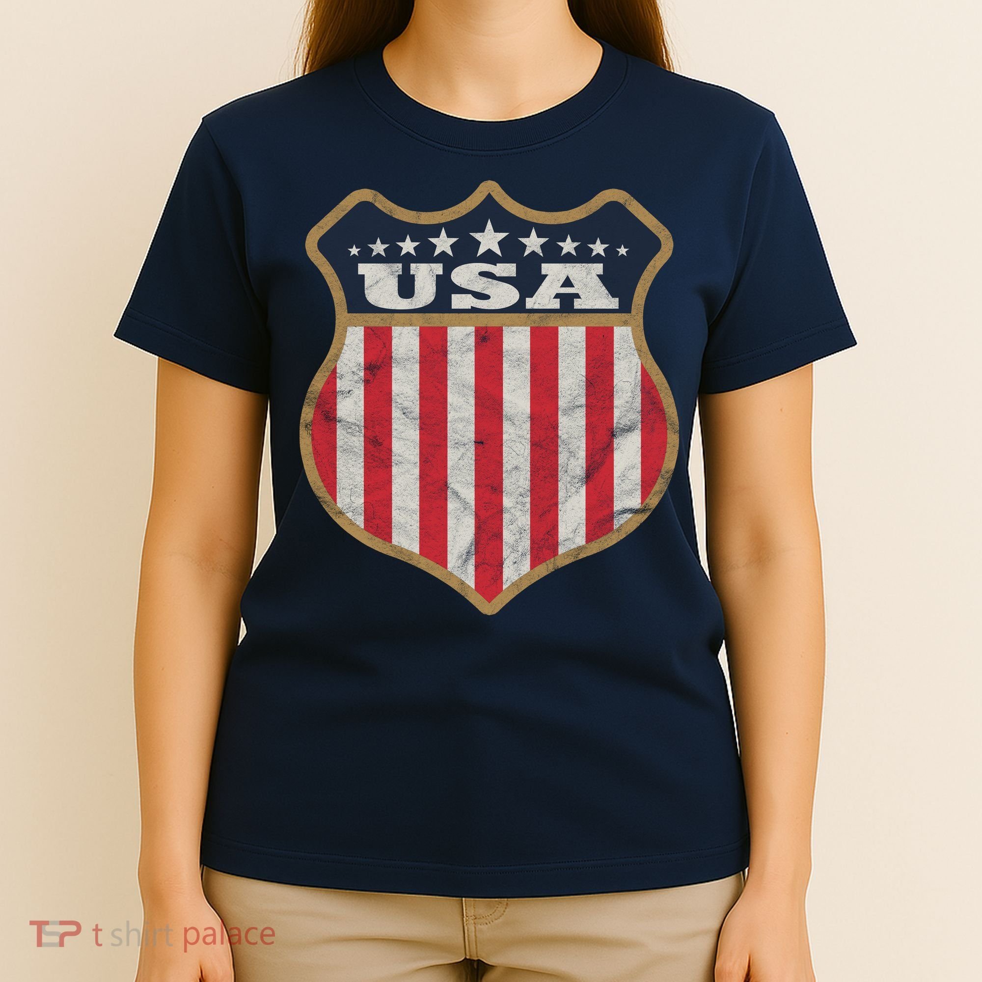 USA Vintage White Cool USA Flag Vintage T-Shirt