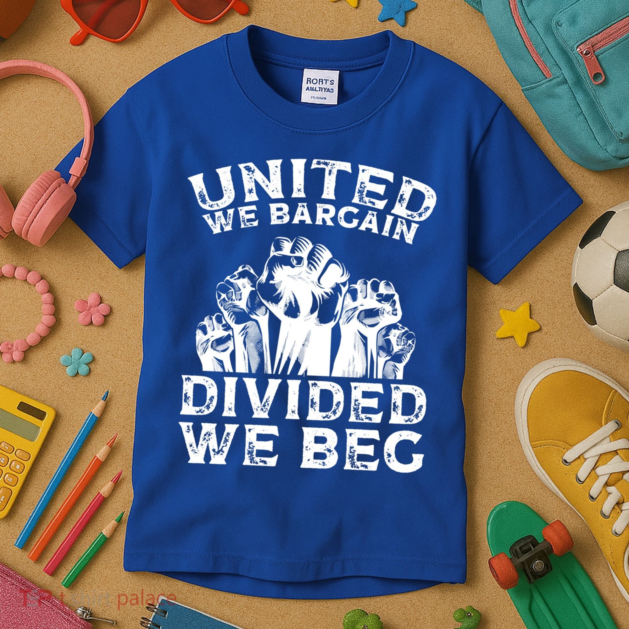United We Bargain Divided We Beg Labor Day Union Worker Gift Kids T-Shirt