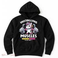 Unicorn Weightlifting Installing Muscles Gym Workout Fitness Hoodie thumb 0