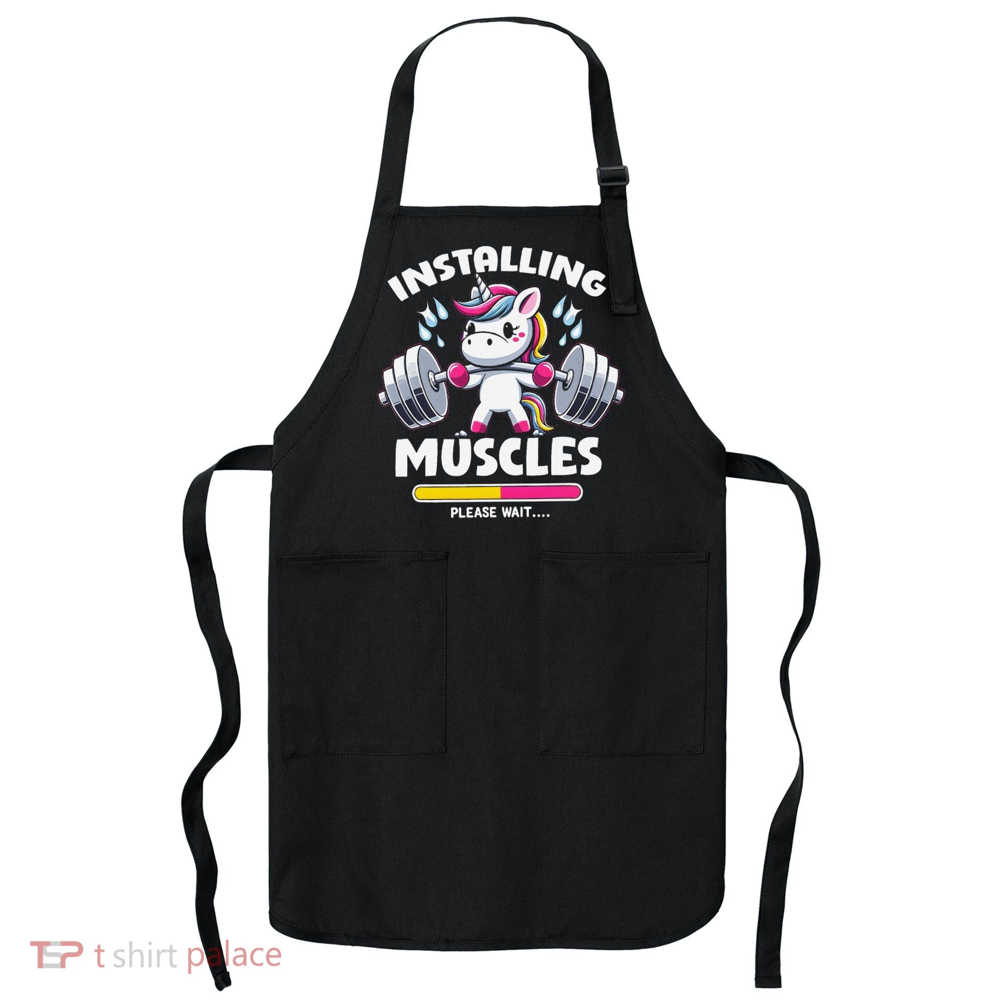Unicorn Weightlifting Installing Muscles Gym Workout Fitness Apron