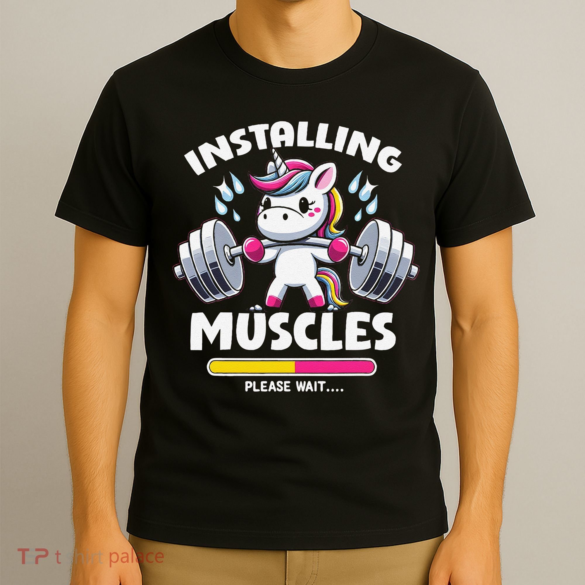 Unicorn Weightlifting Installing Muscles Gym Workout Fitness T-Shirt