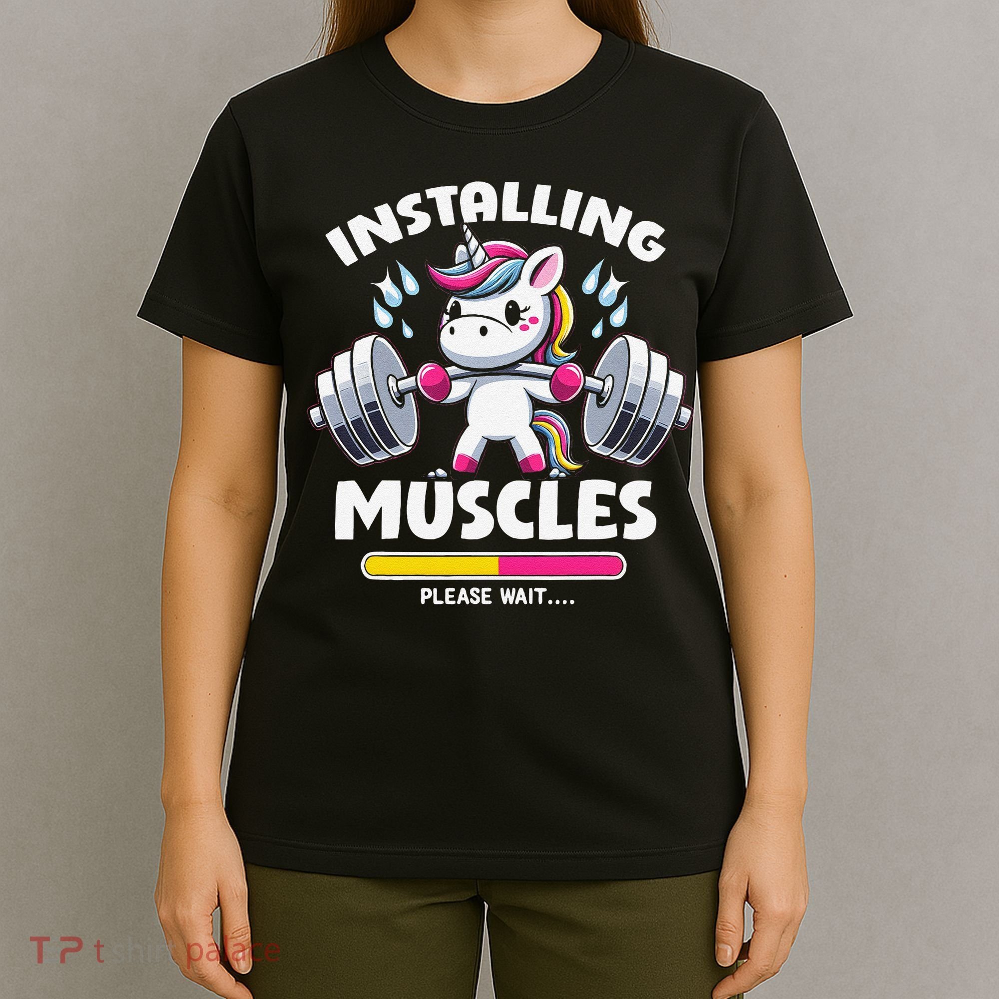 Unicorn Weightlifting Installing Muscles Gym Workout Fitness T-Shirt