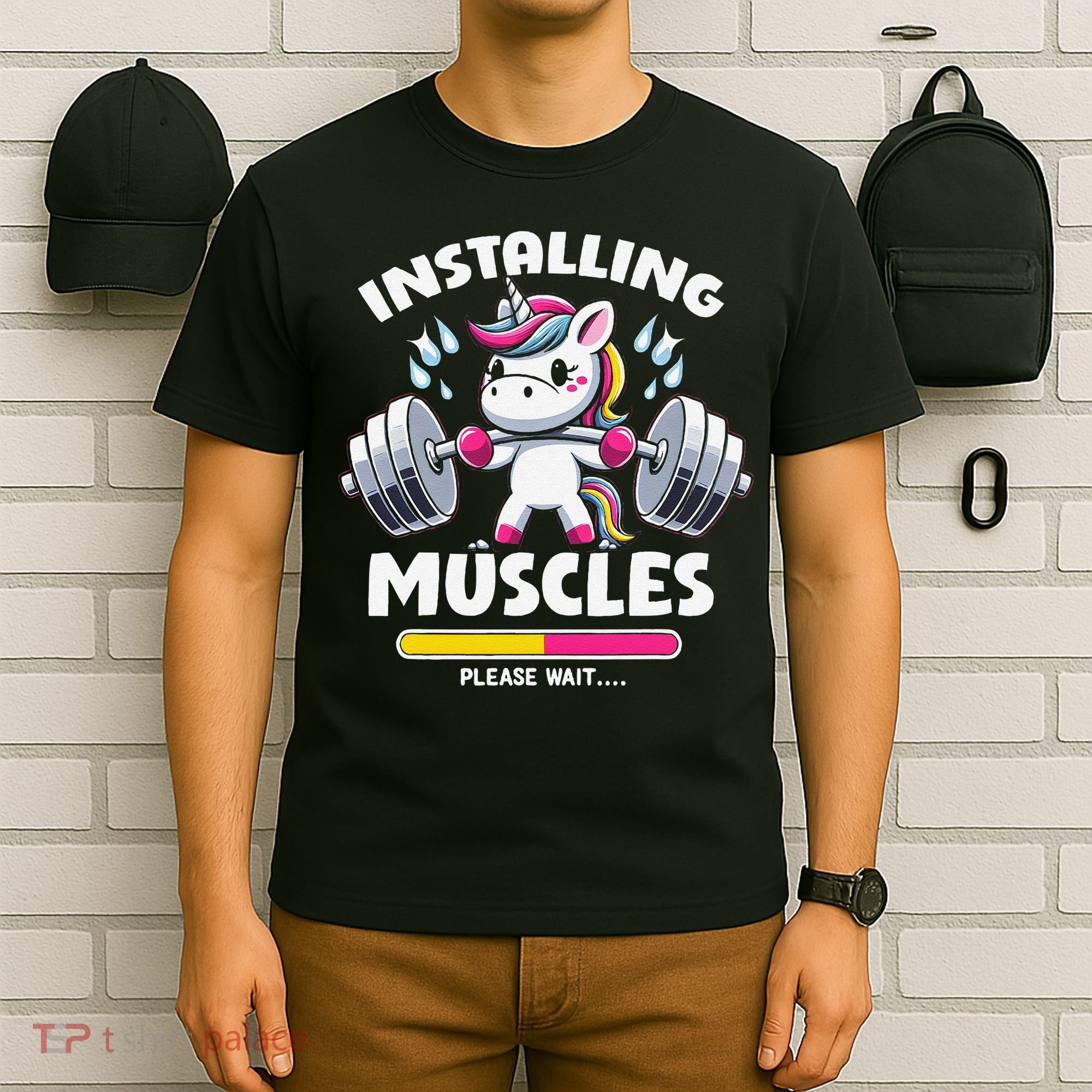 Unicorn Weightlifting Installing Muscles Gym Workout Fitness T-Shirt