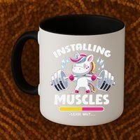 Unicorn Weightlifting Installing Muscles Gym Workout Fitness Coffee Mug thumb 2