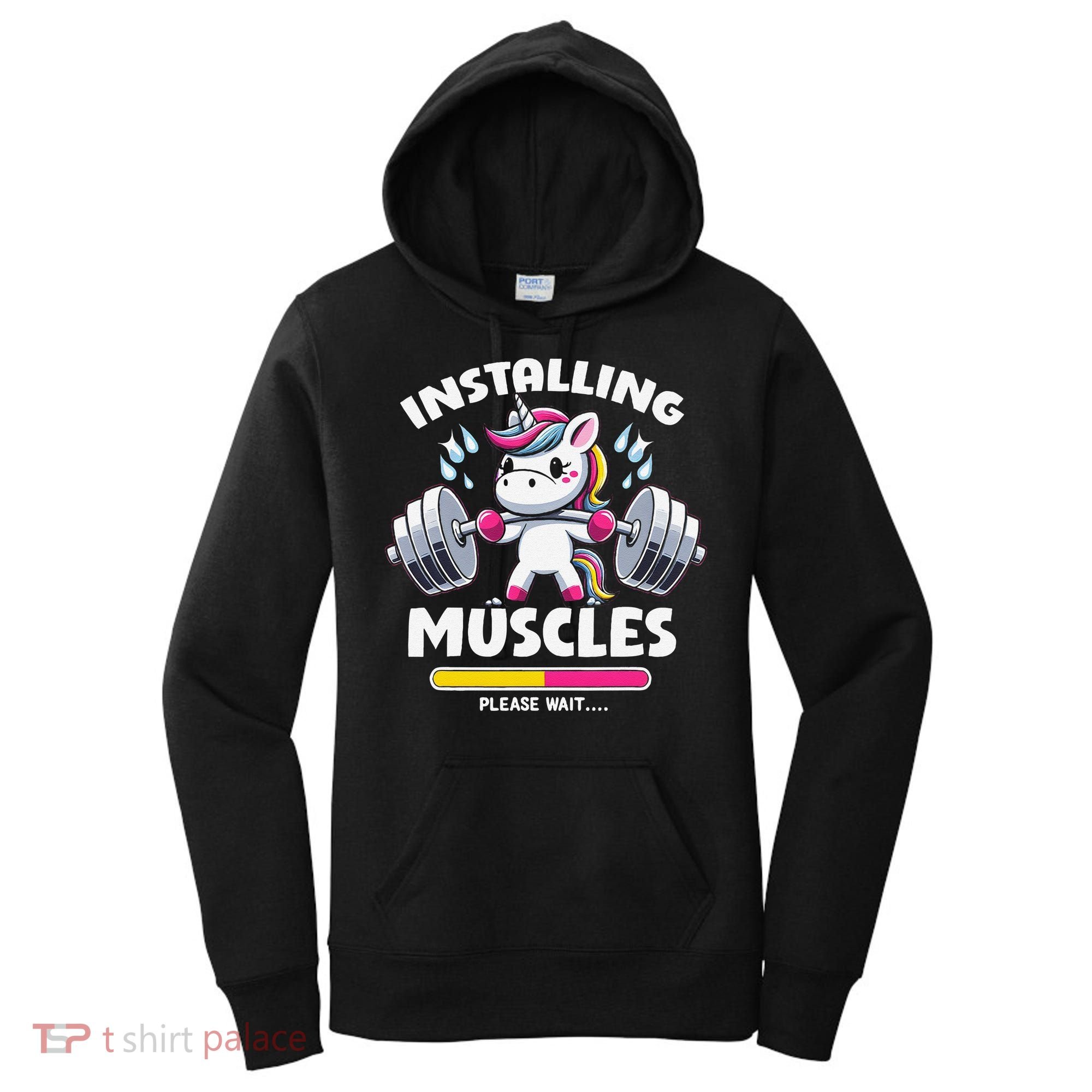 Unicorn Weightlifting Installing Muscles Gym Workout Fitness Women's Hoodie