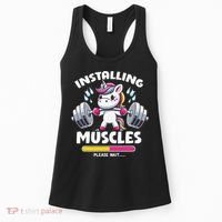 Unicorn Weightlifting Installing Muscles Gym Workout Fitness Women's Tank Top thumb 0