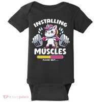 Unicorn Weightlifting Installing Muscles Gym Workout Fitness Baby Bodysuit thumb 0