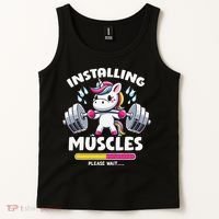 Unicorn Weightlifting Installing Muscles Gym Workout Fitness Tank Top thumb 2