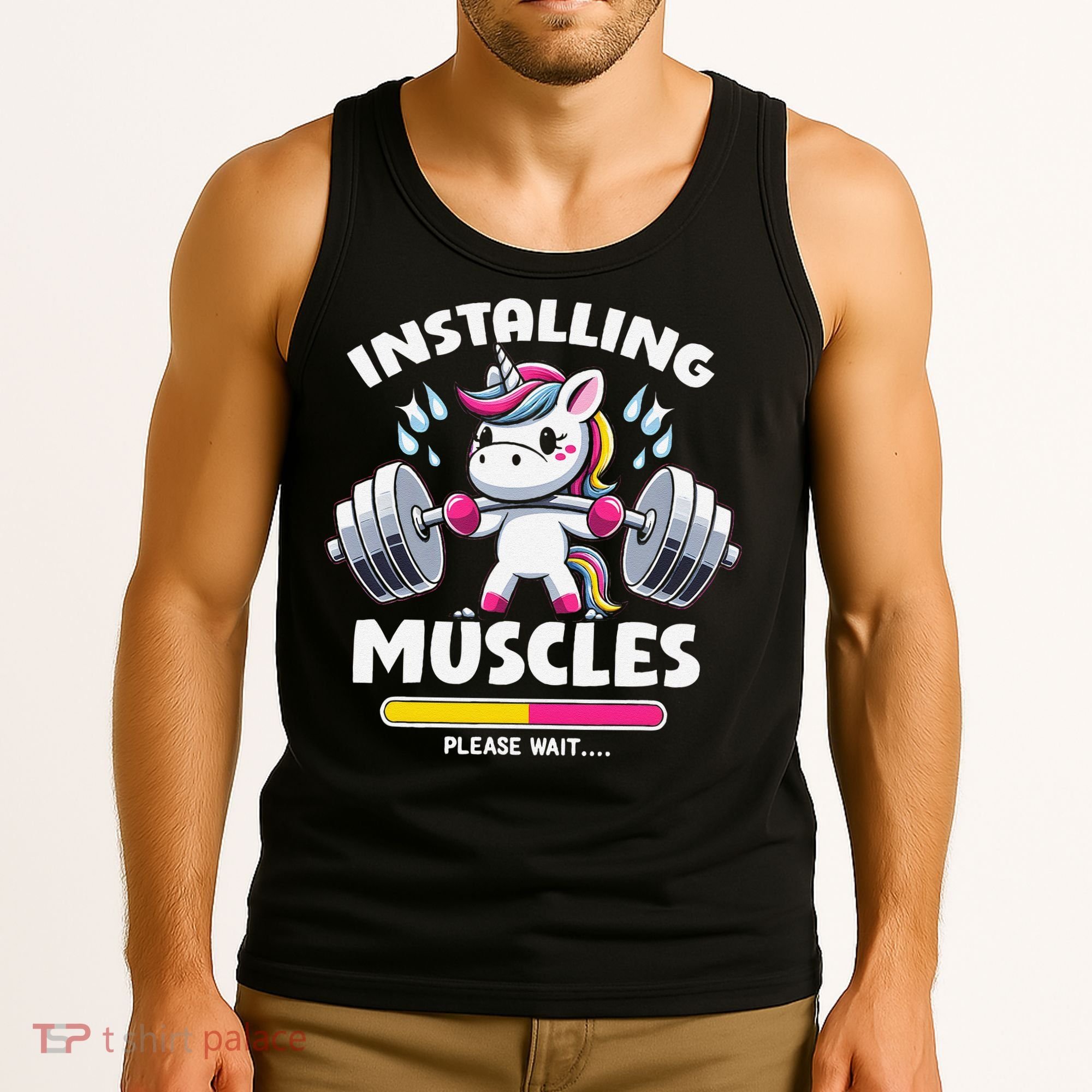 Unicorn Weightlifting Installing Muscles Gym Workout Fitness Tank Top