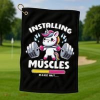 Unicorn Weightlifting Installing Muscles Gym Workout Fitness Golf Towel thumb 1