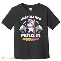 Unicorn Weightlifting Installing Muscles Gym Workout Fitness Toddler T-Shirt thumb 0