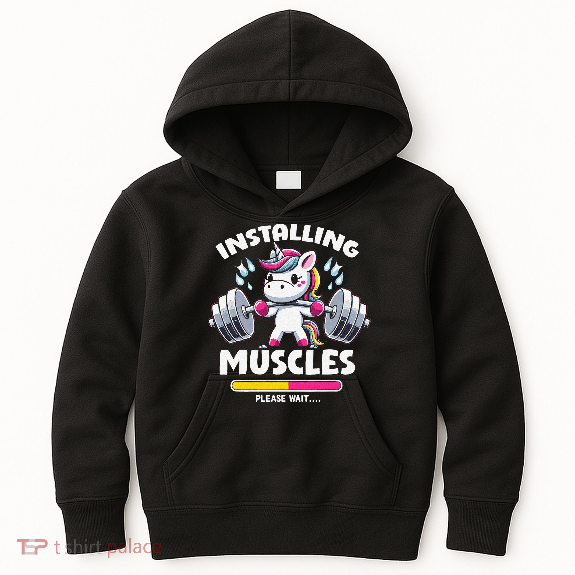 Unicorn Weightlifting Installing Muscles Gym Workout Fitness Kids Hoodie