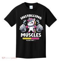 Unicorn Weightlifting Installing Muscles Gym Workout Fitness Kids T-Shirt thumb 0