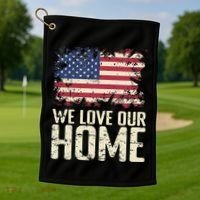 Usa We Love Our Home Golf Towel thumb 1