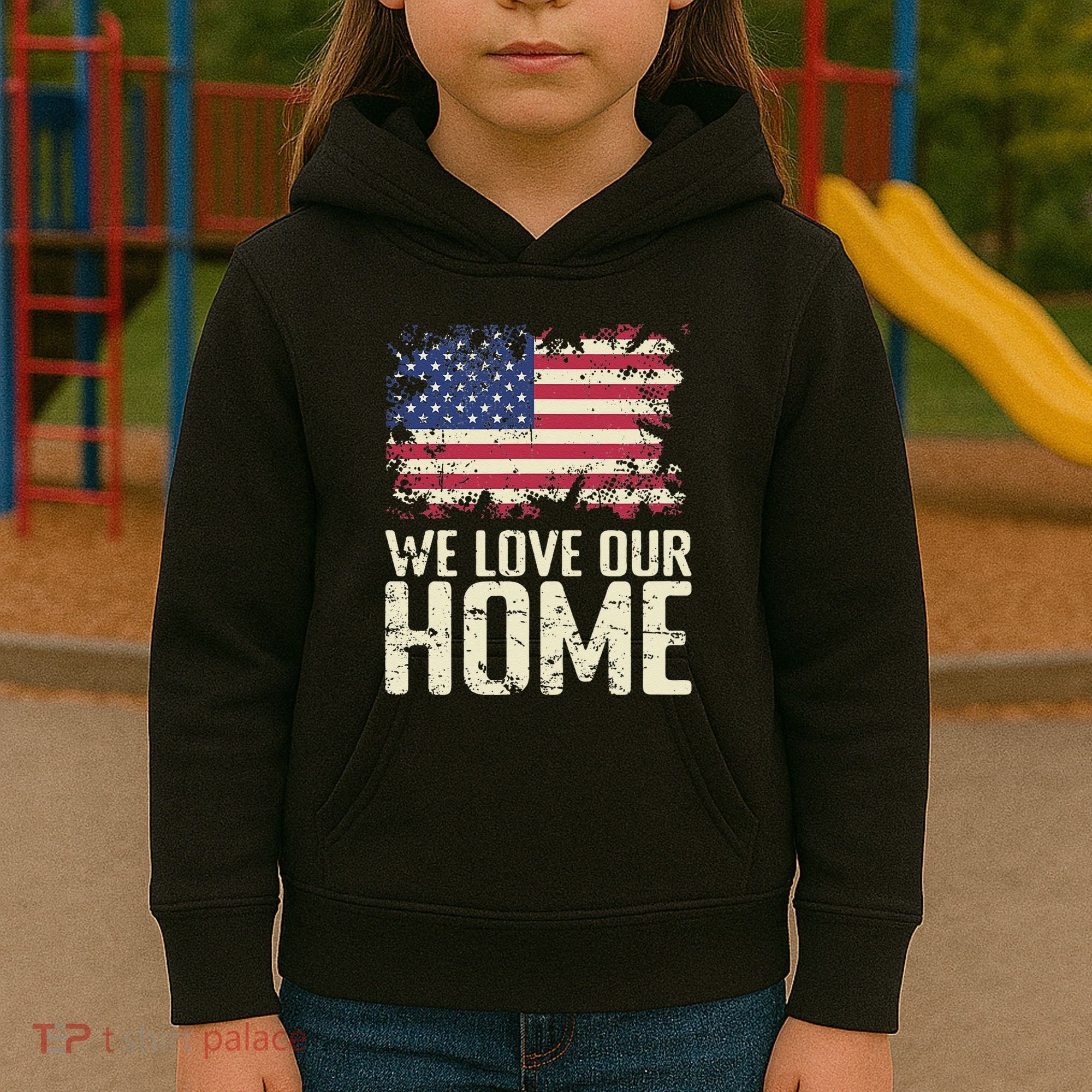 Usa We Love Our Home Kids Hoodie