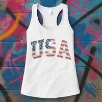 USA Women Men Patriotic American Flag Distressed Women's Tank Top thumb 3